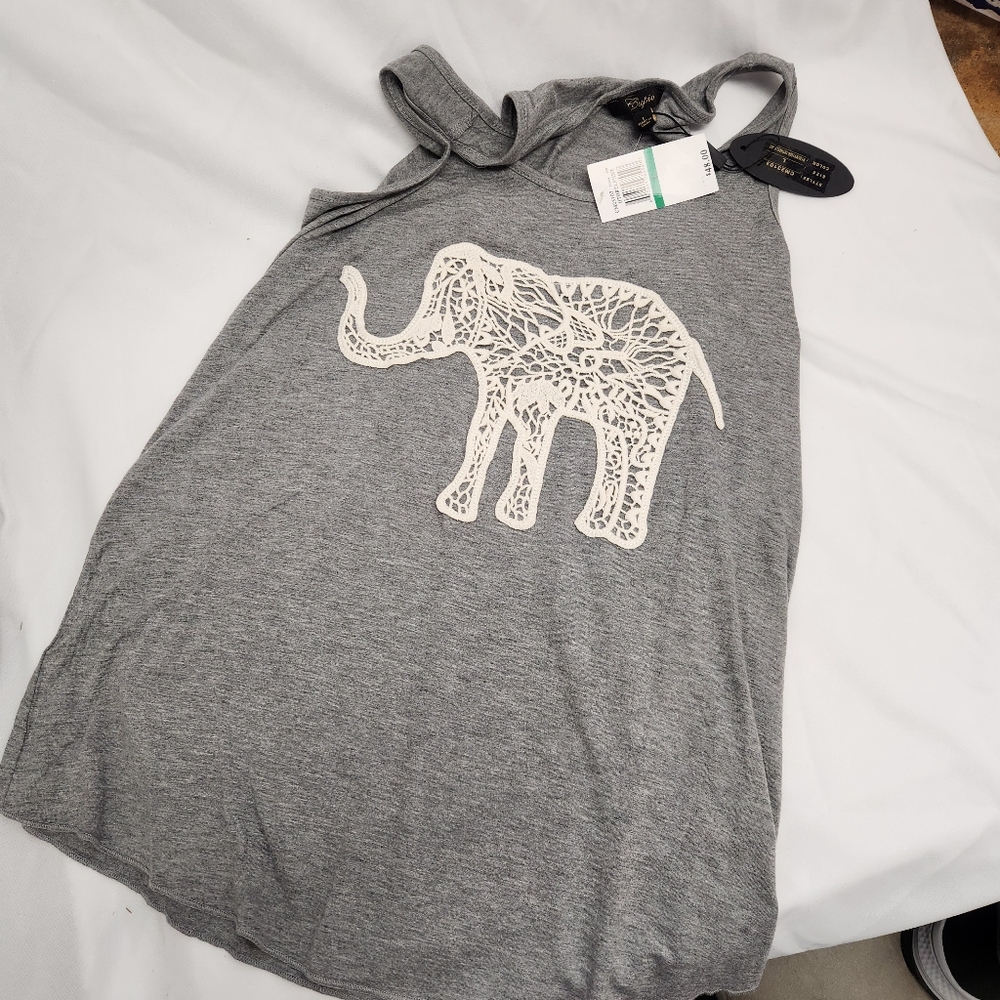 Cupio Elephant Knit Razorback Top Shirt Women's Large NWT $48